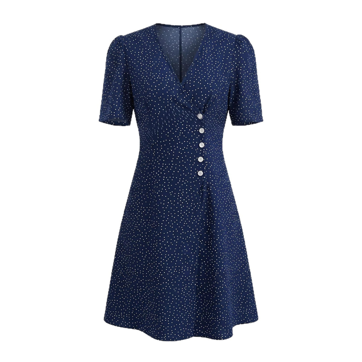 V-Neck A-Line Midi Dress