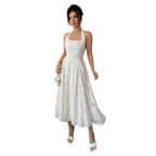 White Halter A-Line Dress