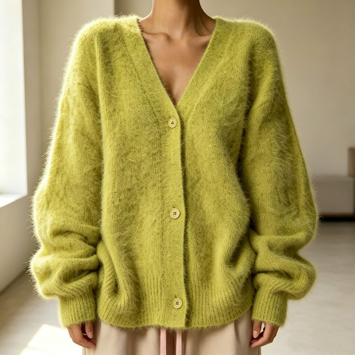 Relaxed V-Neck Button Cardigan