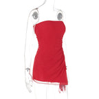 Strapless Slit Mini Dress