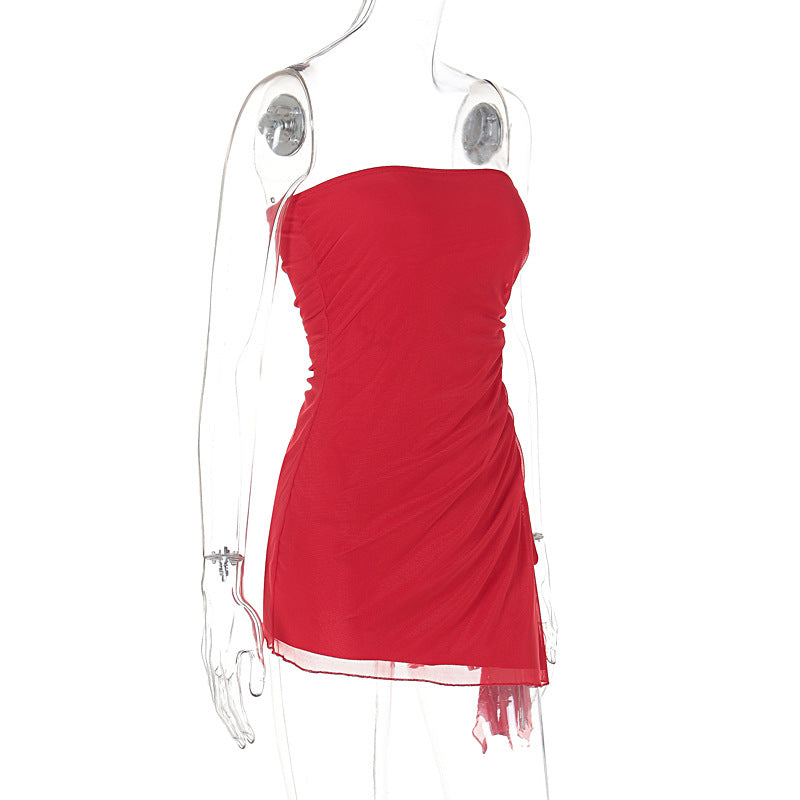 Strapless Slit Mini Dress