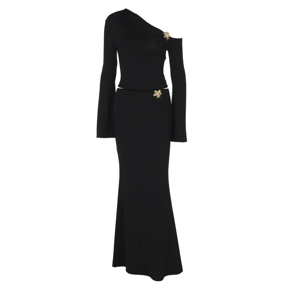 Asymmetric Top & Maxi Skirt Set