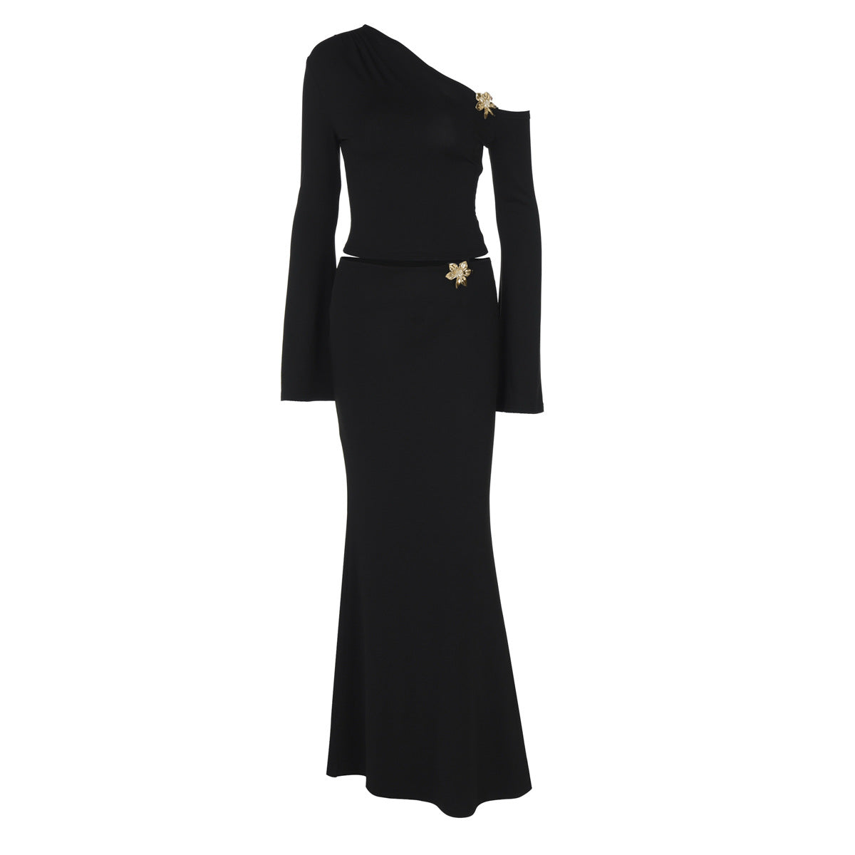 Asymmetric Top & Maxi Skirt Set