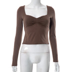 Square-Neck Long-Sleeve Crop Top