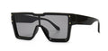 Black oversized square shield sunglasses on a white studio background