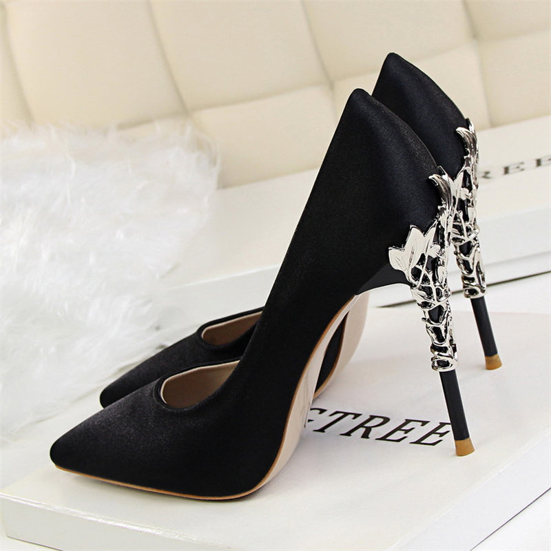 Satin Pointed-Toe Heels