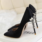 Satin Pointed-Toe Heels