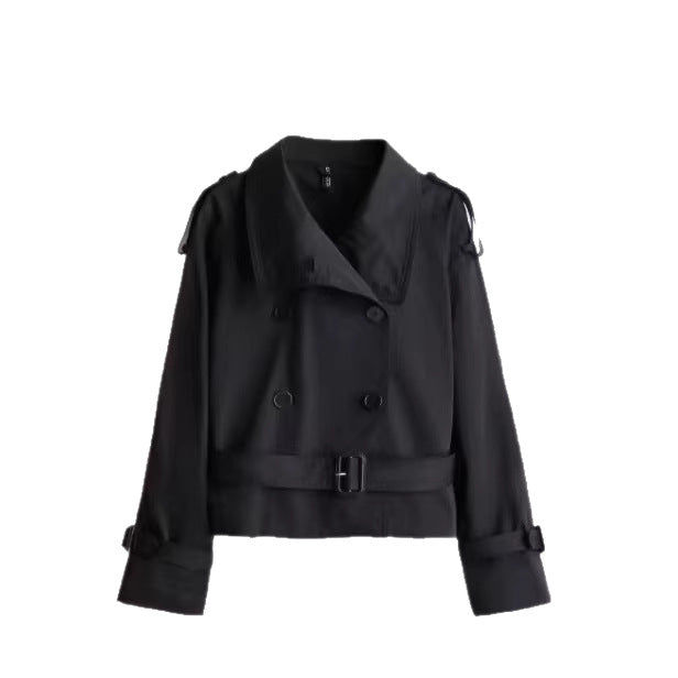 Cropped Belted Trench Coat