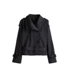 Cropped Belted Trench Coat