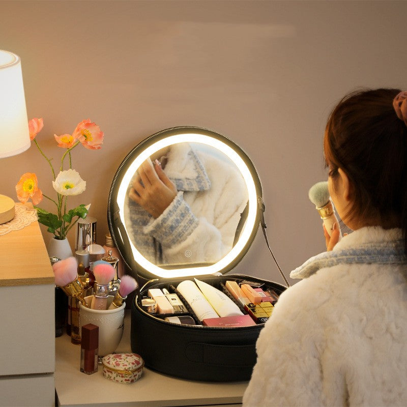 Round LED Mirror Makeup Case