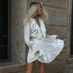V-Neck Ruffle Mini Dress