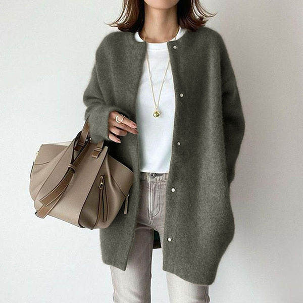 Relaxed Round-Neck Cardigan