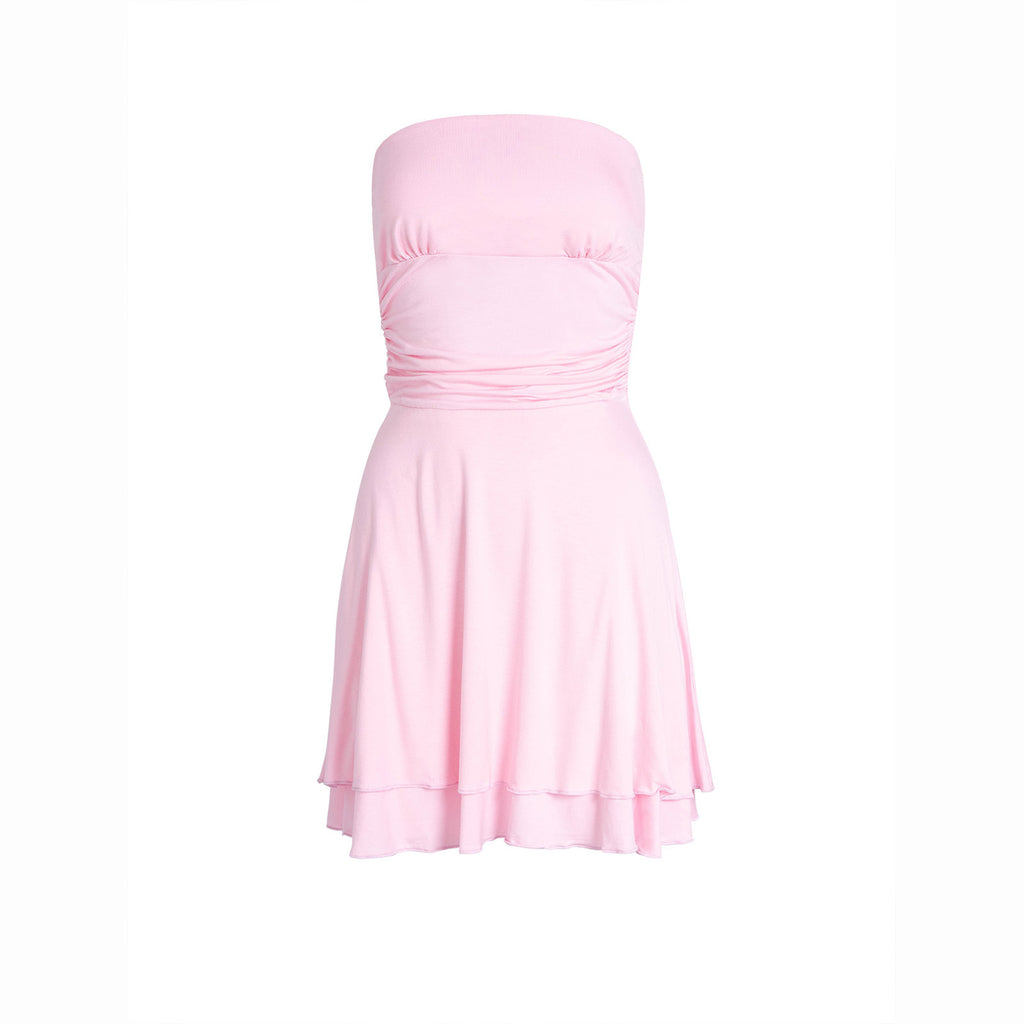 Pleated Strapless Mini Dress