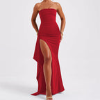 Strapless Pleated Maxi Dress