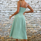 V-Neck Slit Midi Dress