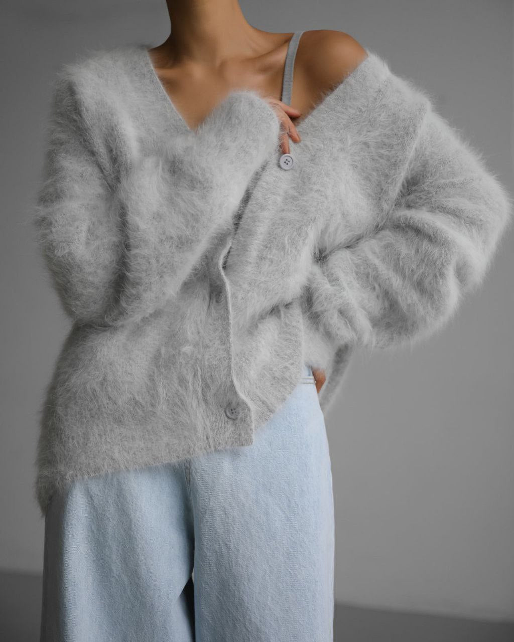 Relaxed V-Neck Button Cardigan