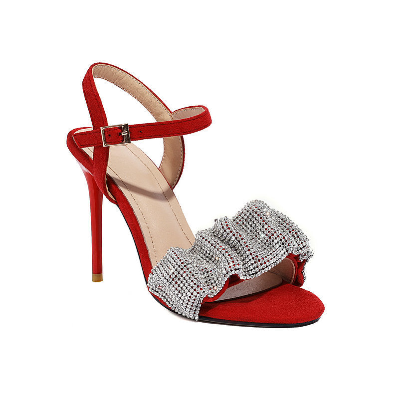 Peep-Toe Faux-Leather Heels