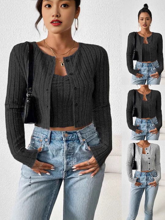 Ribbed Cardigan & Camisole Set