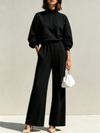 Half-Zip Hoodie & Wide-Leg Trouser Set