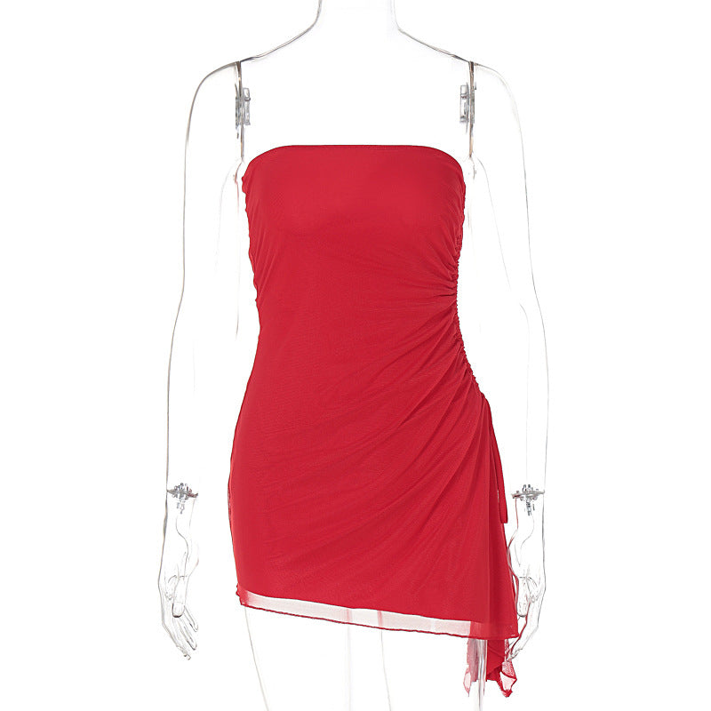 Strapless Slit Mini Dress