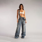 Zip-Front Denim Overalls