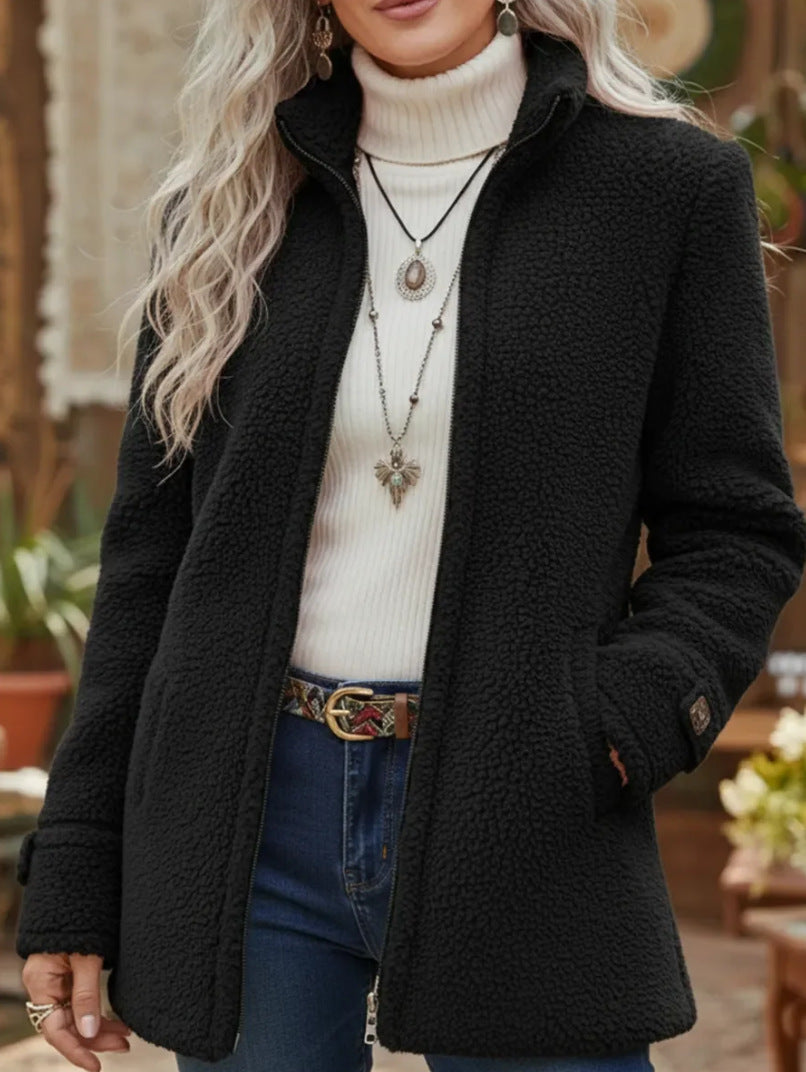 Stand-Collar Zip Jacket