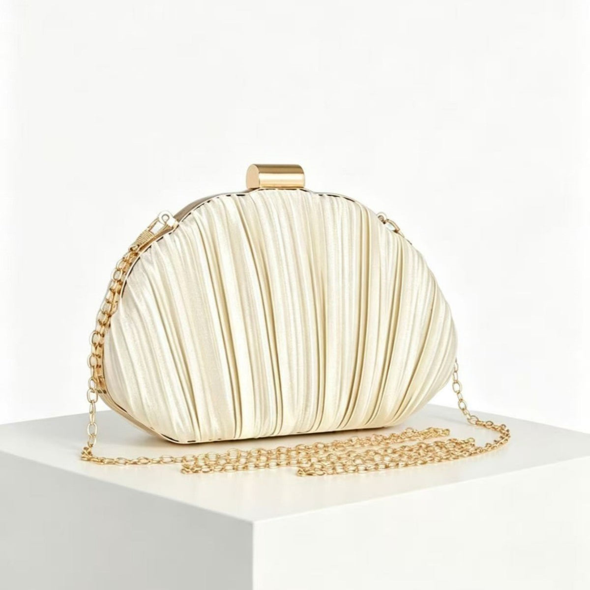 Shell-Shape Pleated Bag