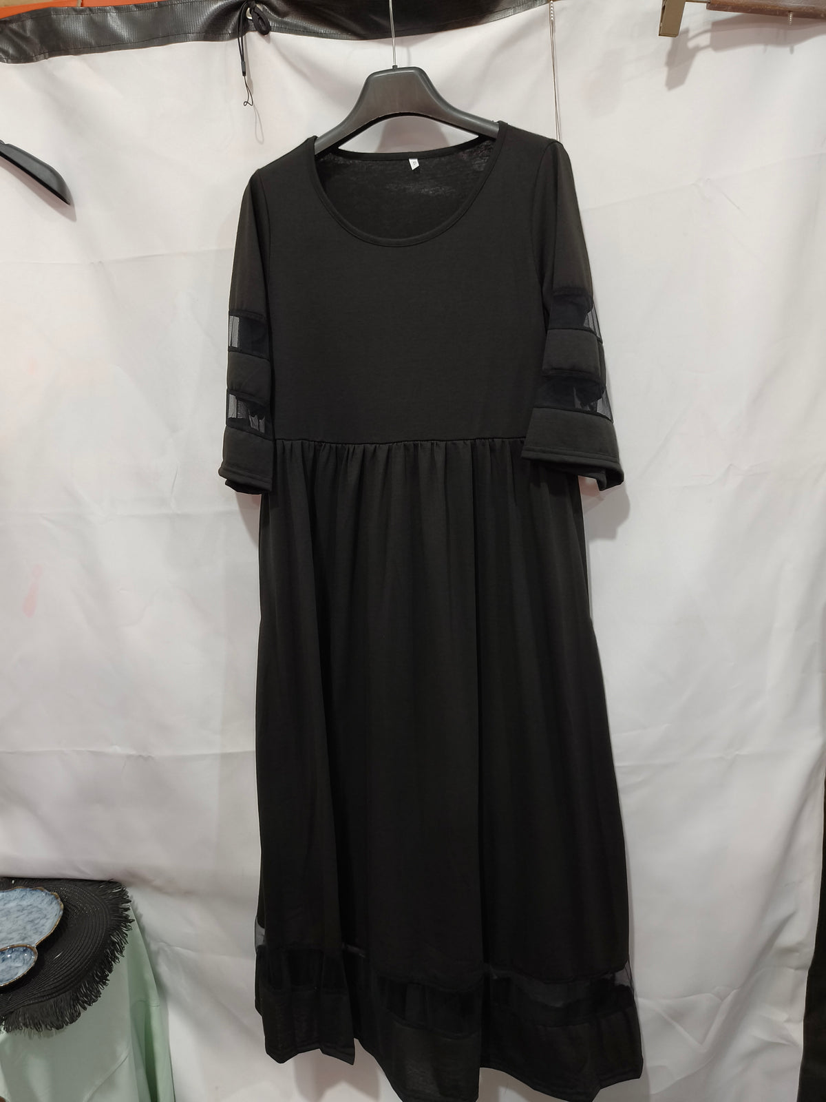 Mesh-Detail Pocket Maxi Dress
