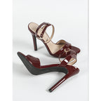 Wine-Red Open-Toe Heels