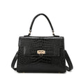Crocodile-Effect PU Tote — Black