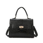 Crocodile-Effect PU Tote — Black