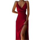 V-Neck Slit Midi Dress