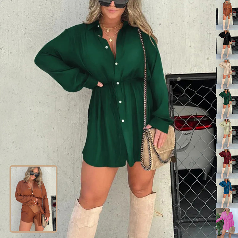 Button-Front Long-Sleeve Romper