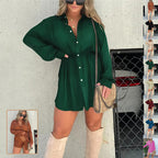 Button-Front Long-Sleeve Romper