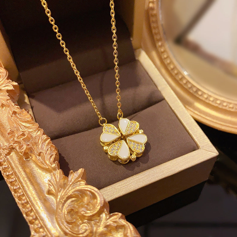 Clover Heart Pendant Necklace