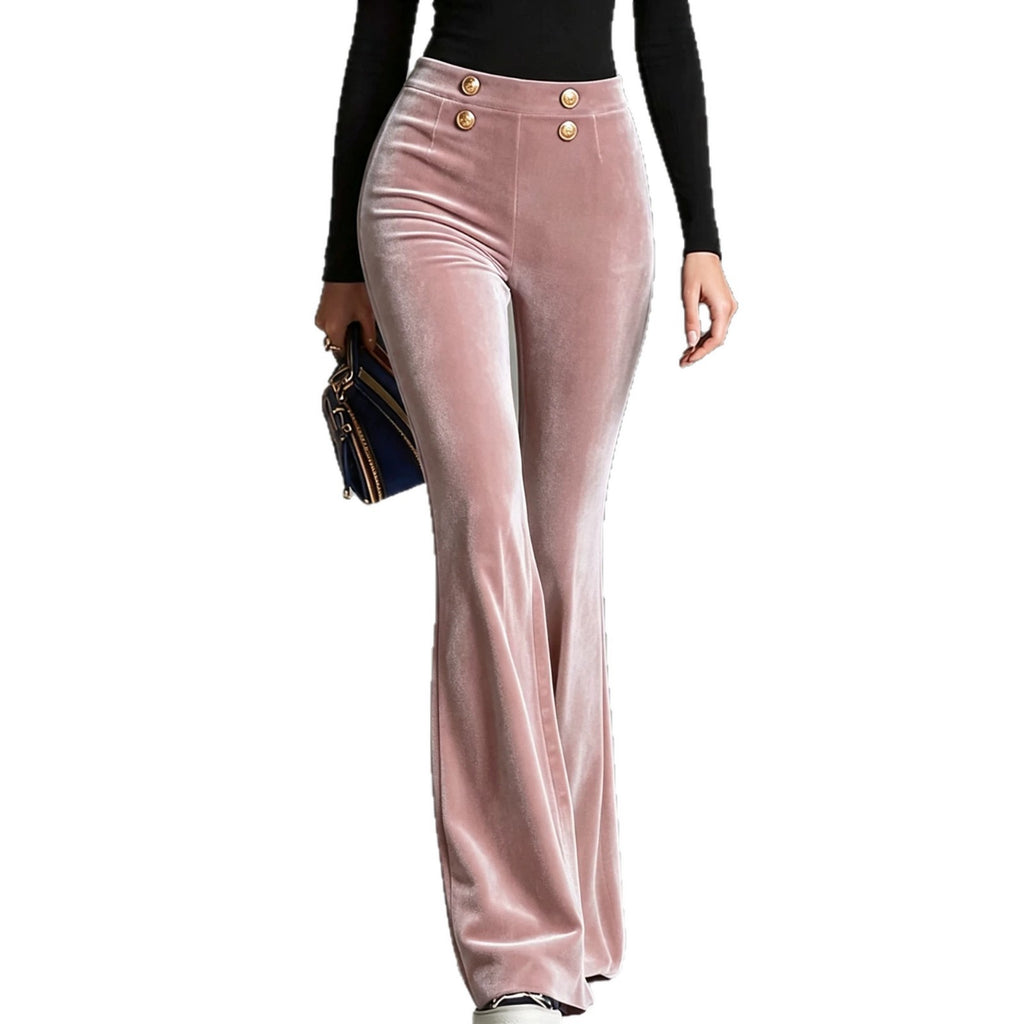 High-Waist Velvet Flare Trousers