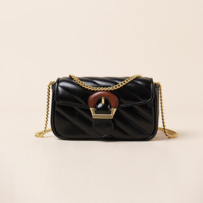 Black Chain Detail Shoulder Bag with chain draped across the top