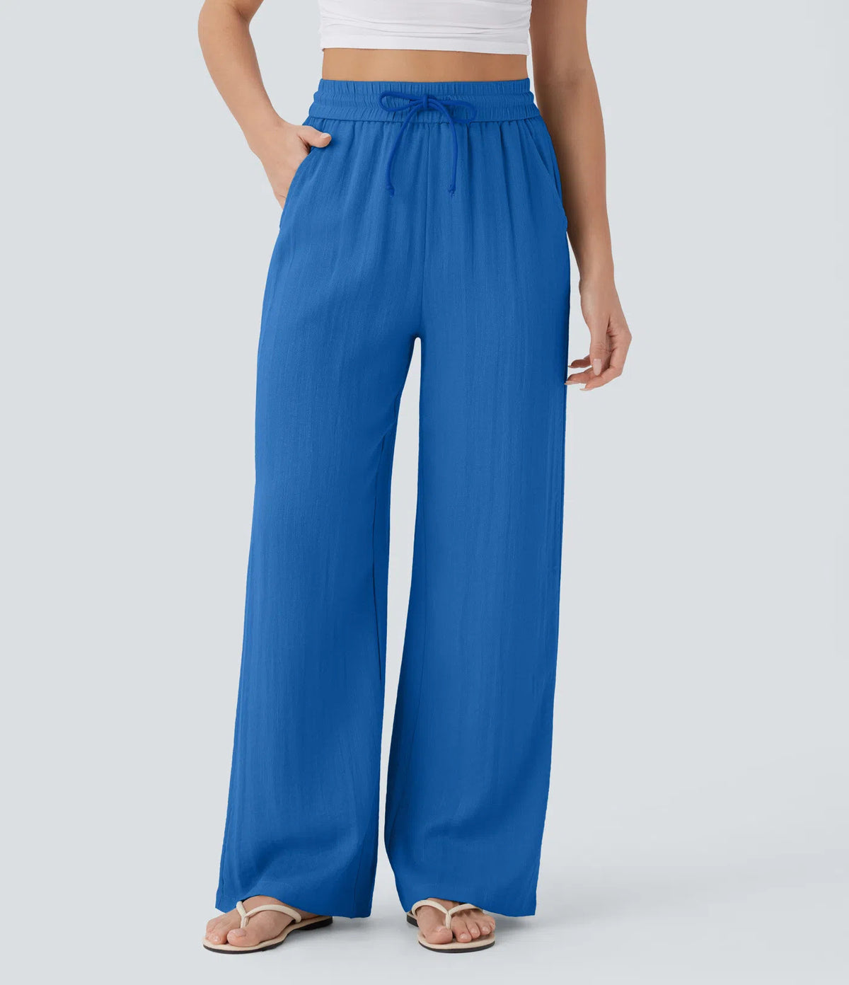Drawstring Wide-Leg Trousers