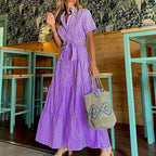 Relaxed Striped Short-Sleeve Dress
