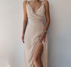 V-Neck Slit Midi Dress