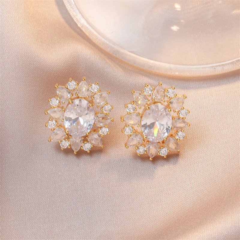 Floral Zircon Stud Earrings