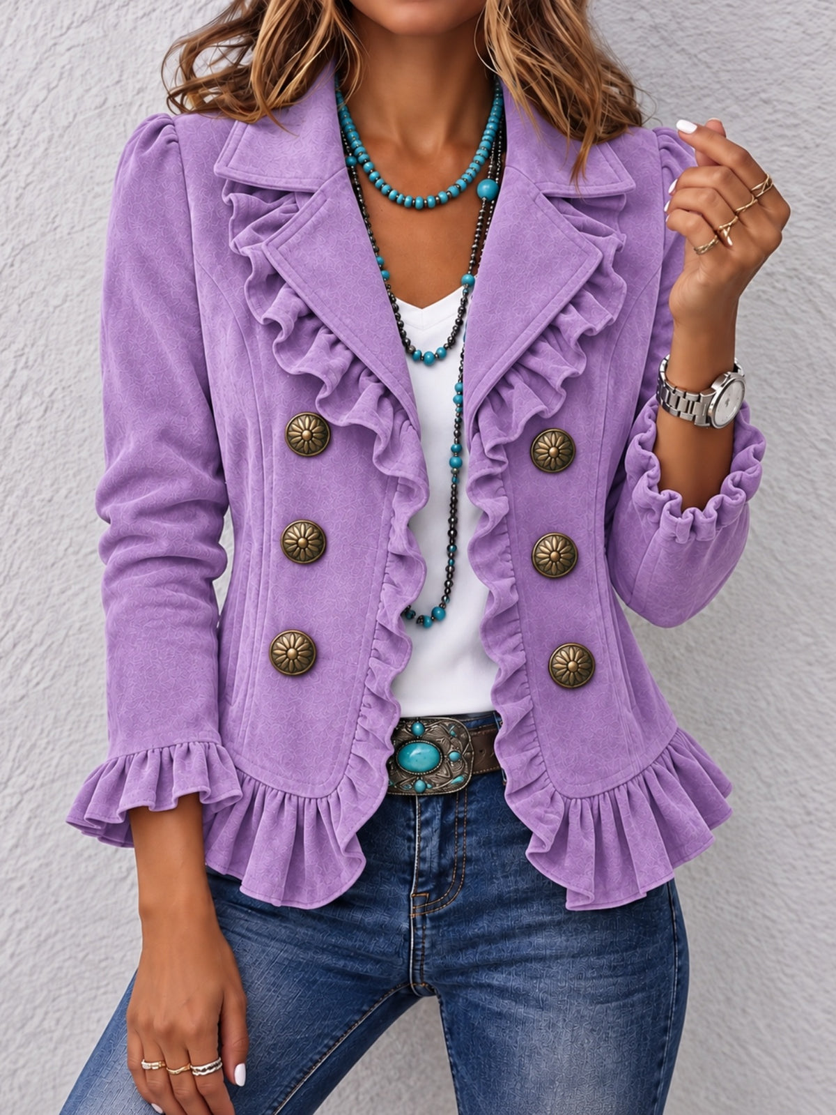 Long-Sleeve Buttoned Cardigan
