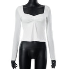 Square-Neck Long-Sleeve Crop Top