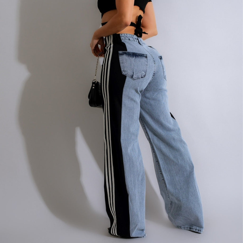 Stripe-Detail Straight-Leg Trousers