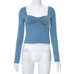 Square-Neck Long-Sleeve Crop Top