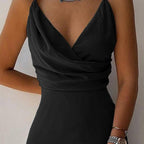 V-Neck Slit Midi Dress