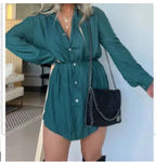 Button-Front Long-Sleeve Romper