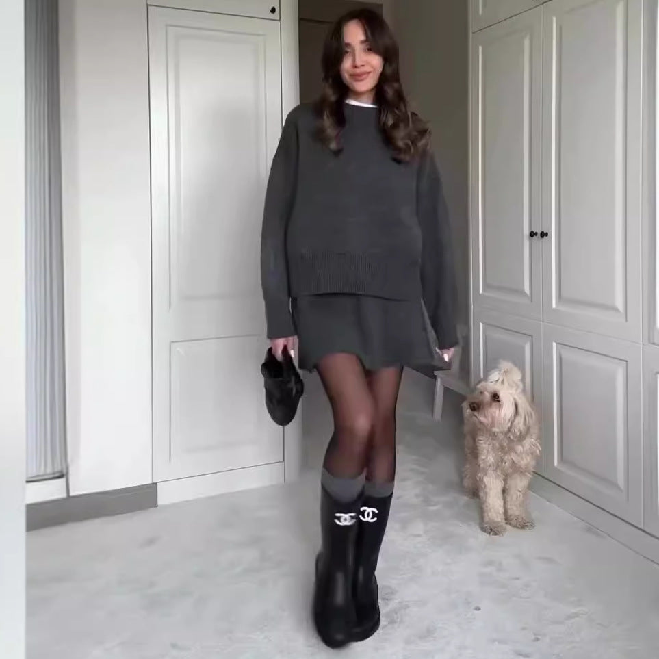 Knit Pullover & Mini Skirt Set