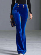 High-Waist Velvet Flare Trousers