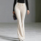 High-Waist Velvet Flare Trousers
